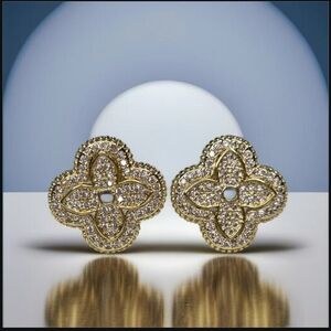 Clover Luxury 18k Gold Plated Zircon Crystal Earrings